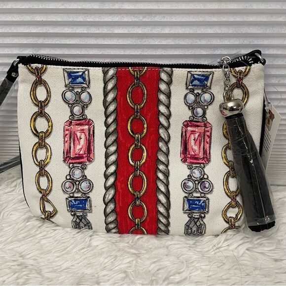 BRIGHTON GLITTER & GO POUCH/ CROSSBODY BAG Sketchbook Print LOVE Canvas NEW - Picture 4 of 9